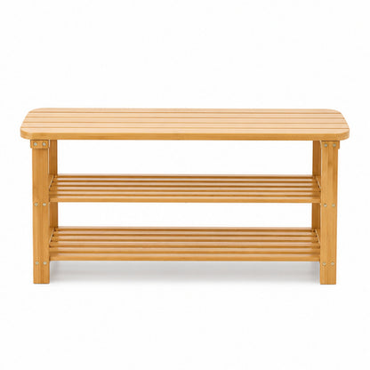 3-Tier Bamboo Shoe Rack Bench for Entryway, Holds up to 8 Pairs