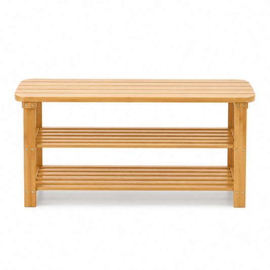 3-Tier Bamboo Shoe Rack Bench for Entryway, Holds up to 8 Pairs