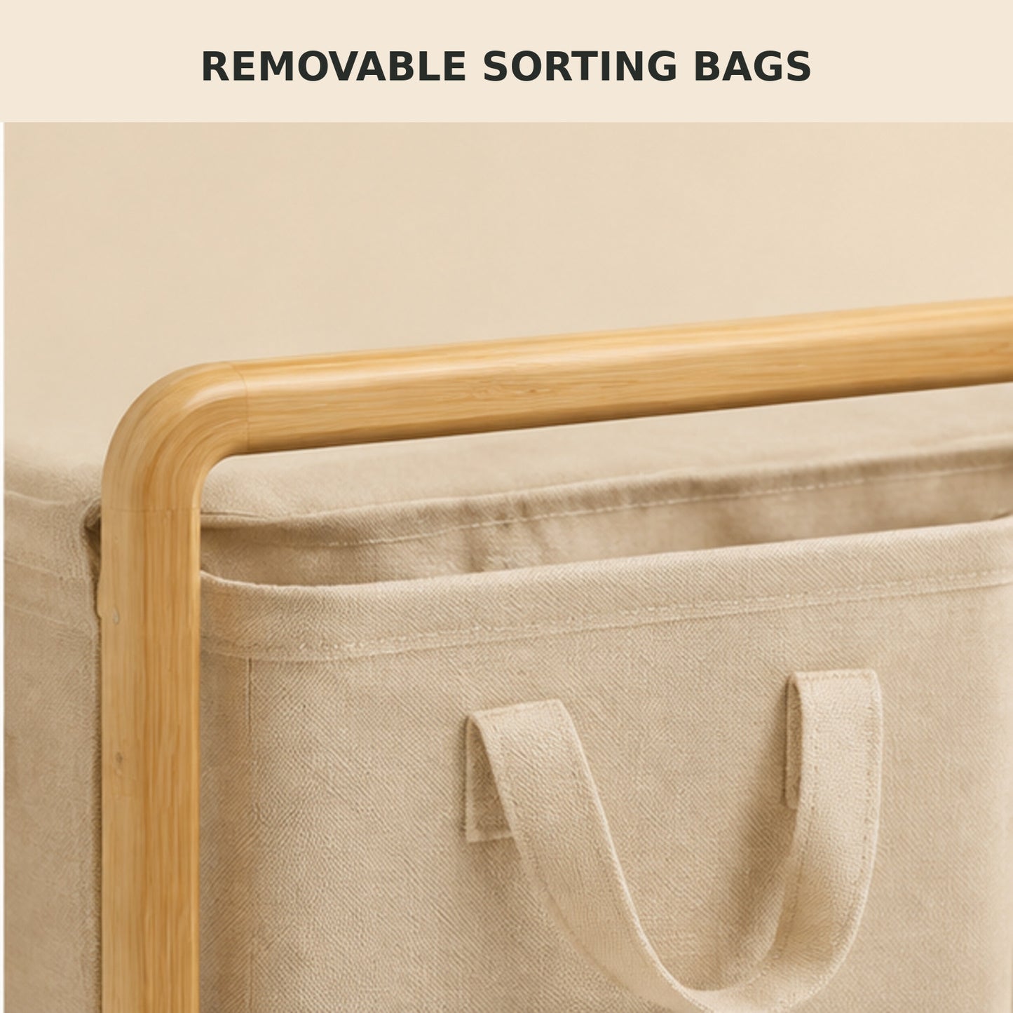 100 L Dual-Compartment Laundry Hamper with Bamboo Frame and Removable Bags